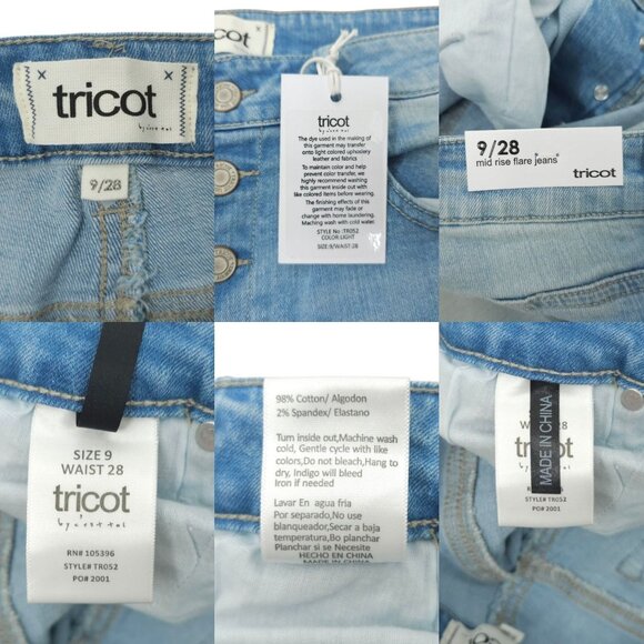 Tricot by C'est Toi Mid Rise Flare Jeans Womens Size 9/28 Stretch Light Wash NEW - Picture 8 of 15